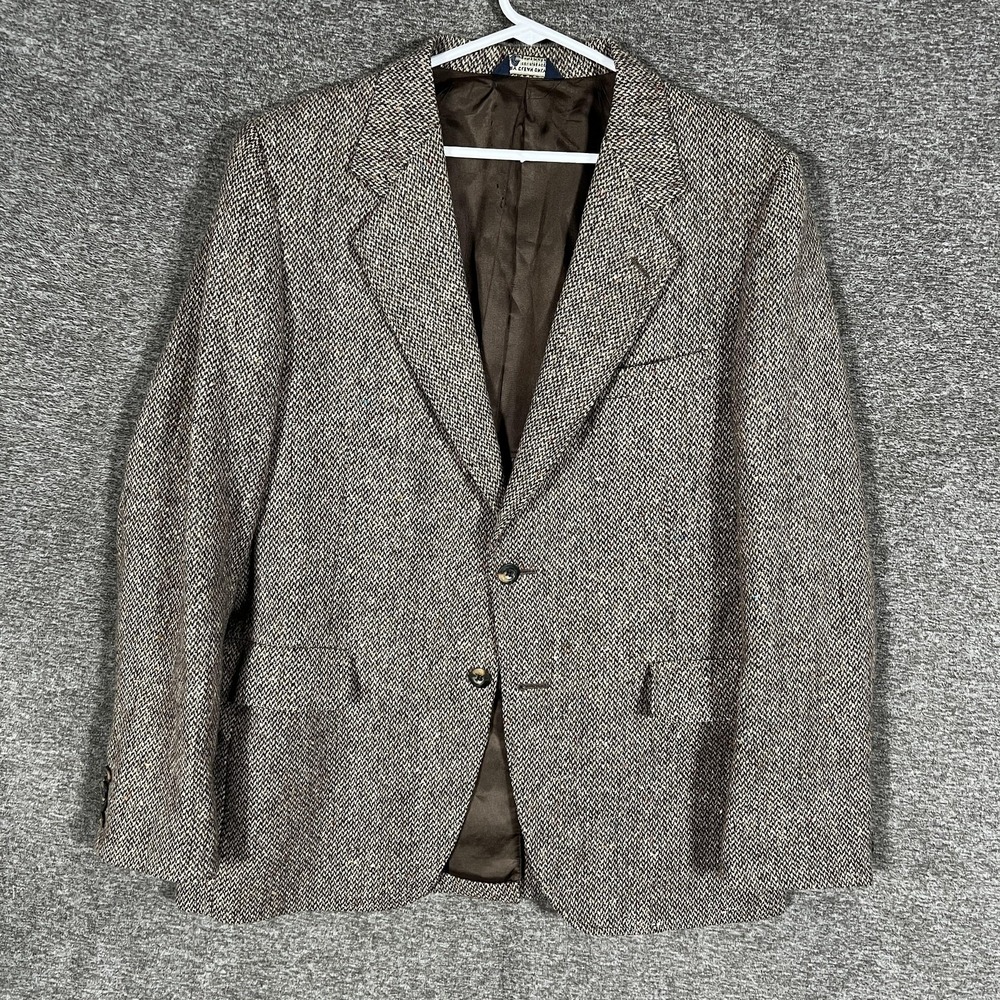 Yorkshire Tweed MOON Blazer‎ Mens 44R Brown Wool Sport Coat England Kuppenheimer